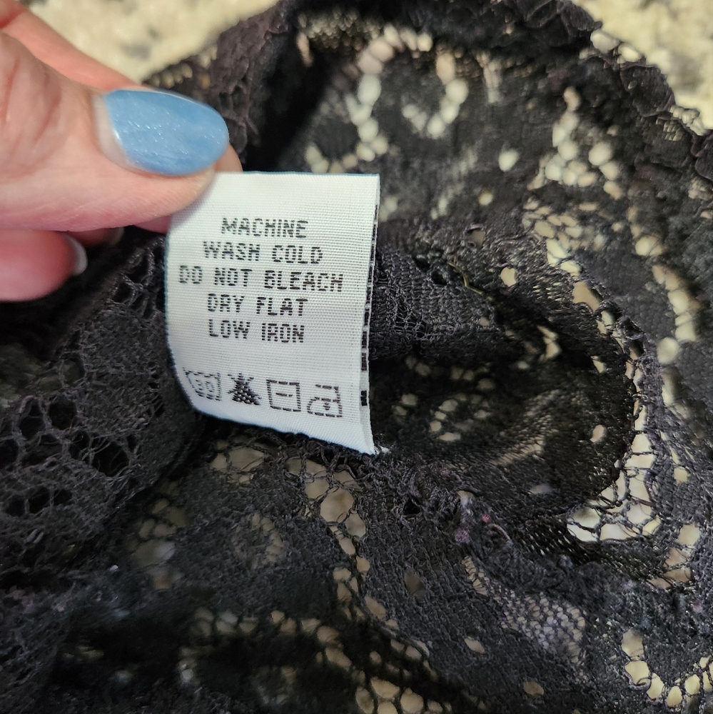 Haute Monde Shirt Top Black Lace Coquette Puff Sleeve Festival Whimsigoth Medium - Picture 11 of 13